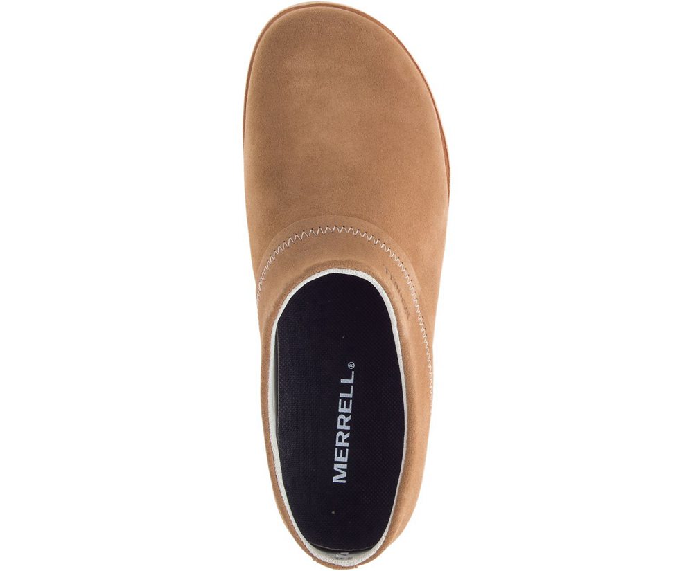 Merrell Slip Ons Khaki - Juno Clog Suede - Womens 62AWEQIHC